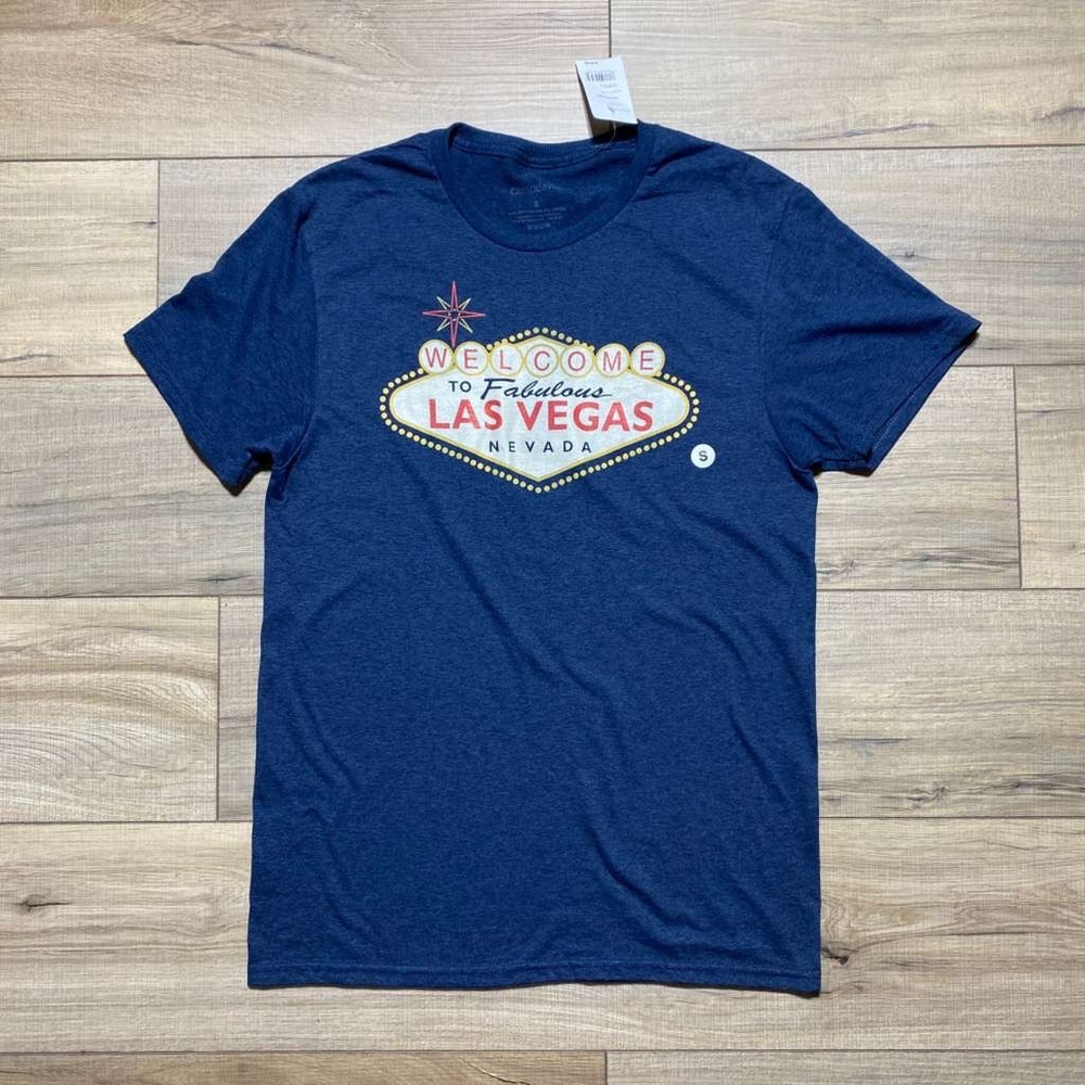Camp David Womens Welcome Las Vegas Sogn Graphic T-Shirt Size Small‎ Blue